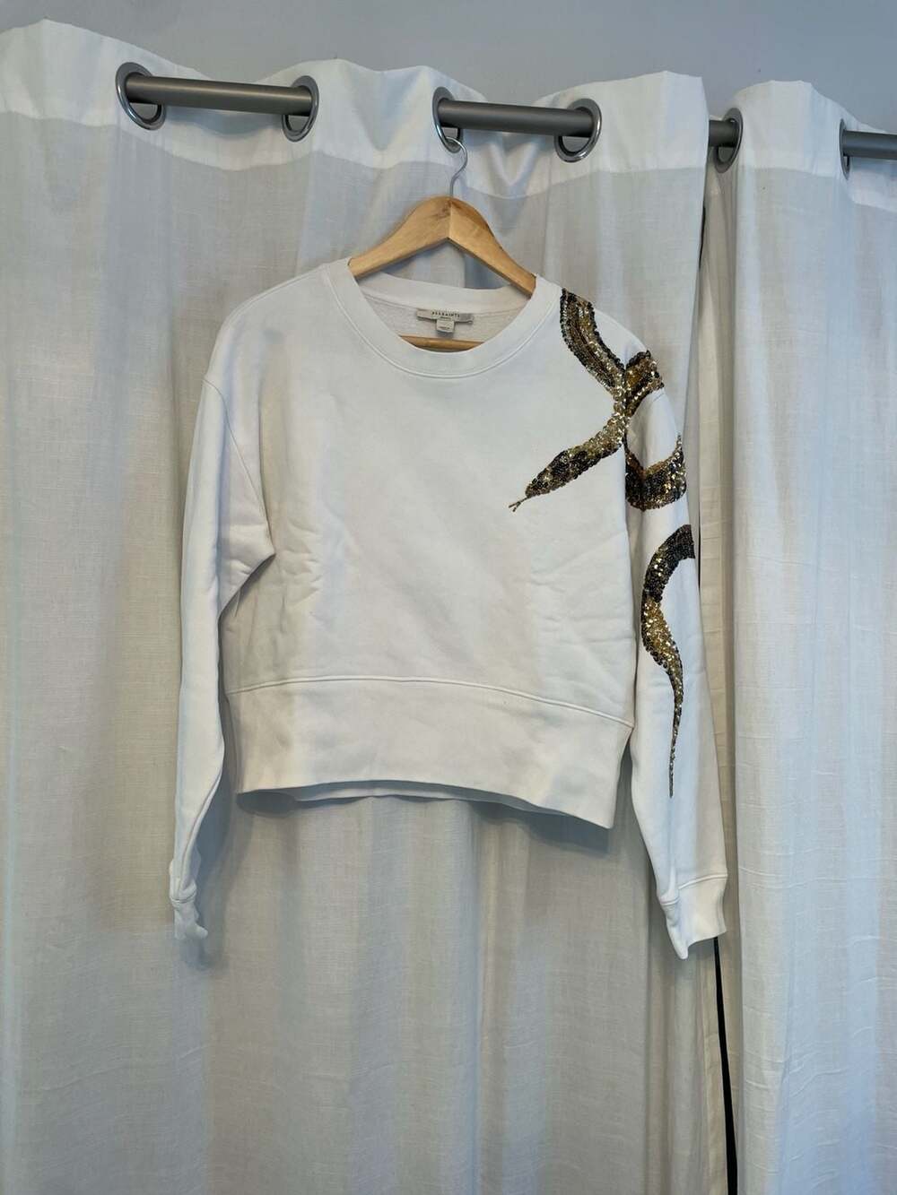 AllSaints Tempest Separo Sequin Snake Sweatshirt Woman’s Size Small